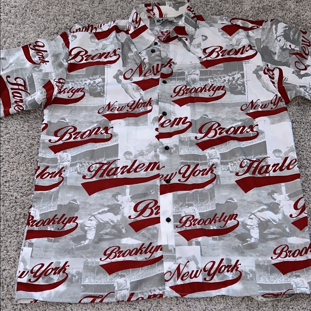 212 NYC USA large button down New‎ York baseball shirt Brooklyn Bronx
